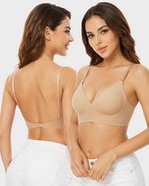Seamless Invisible Low Back Lightly Lined Demi Backless Bra