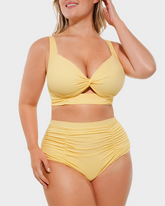 Twist-Front Bikini Top & High-Waisted Bottom Set