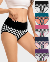 High Waisted Cotton Panties 5 Pack Soft Breathable Stretchy Briefs