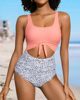 Ruched Tie-Knot Tummy Control One-Piece Swimsuit
