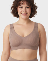 Women's Solid Ribbed Push Up Soft Breathable Wireless Bra