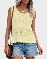 Women's Crochet Tank Top Sleeveless Knit Sweater Vest