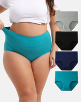 Women's Plus Size Cotton High Waisted Briefs 4-Pack