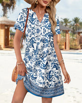 Casual Summer Dress: V-Neck Short Sleeve Beach Essential
