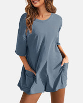 Women's Casual Short Sleeve Oversized Athletic Reversible Romper