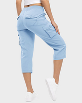 Lightweight 6 Pocket Quick Dry Cargo Capri Pants Loose Hiking Outdoor Bottoms