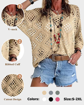 Bohemian V-Neck Crochet Top for Women