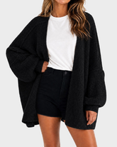 Lightweight Oversized Lantern Sleeve Sweater Open Front Knit Cardigan