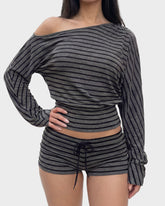 Women's Soft One-Shoulder Top and Shorts Casual Loungewear Set