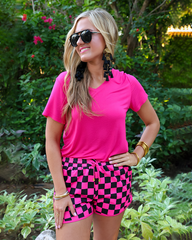 Checkered Drawstring Casual Elastic Waist Comfortable Everyday Chic Shorts