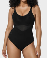 Criss-Cross Mesh Panel Sculpting Bodysuit