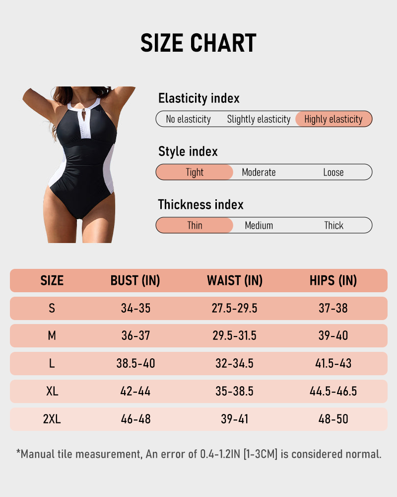 Full Coverage Retro Color Block Swimwear