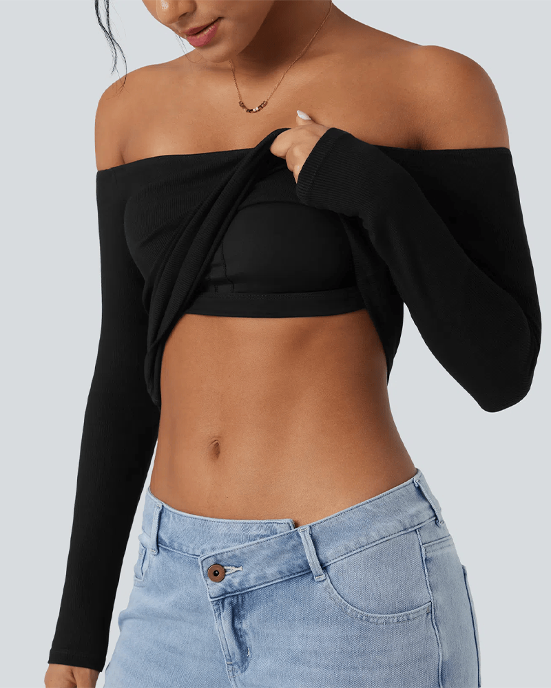 Built-in Bra Ribbed Knit Top