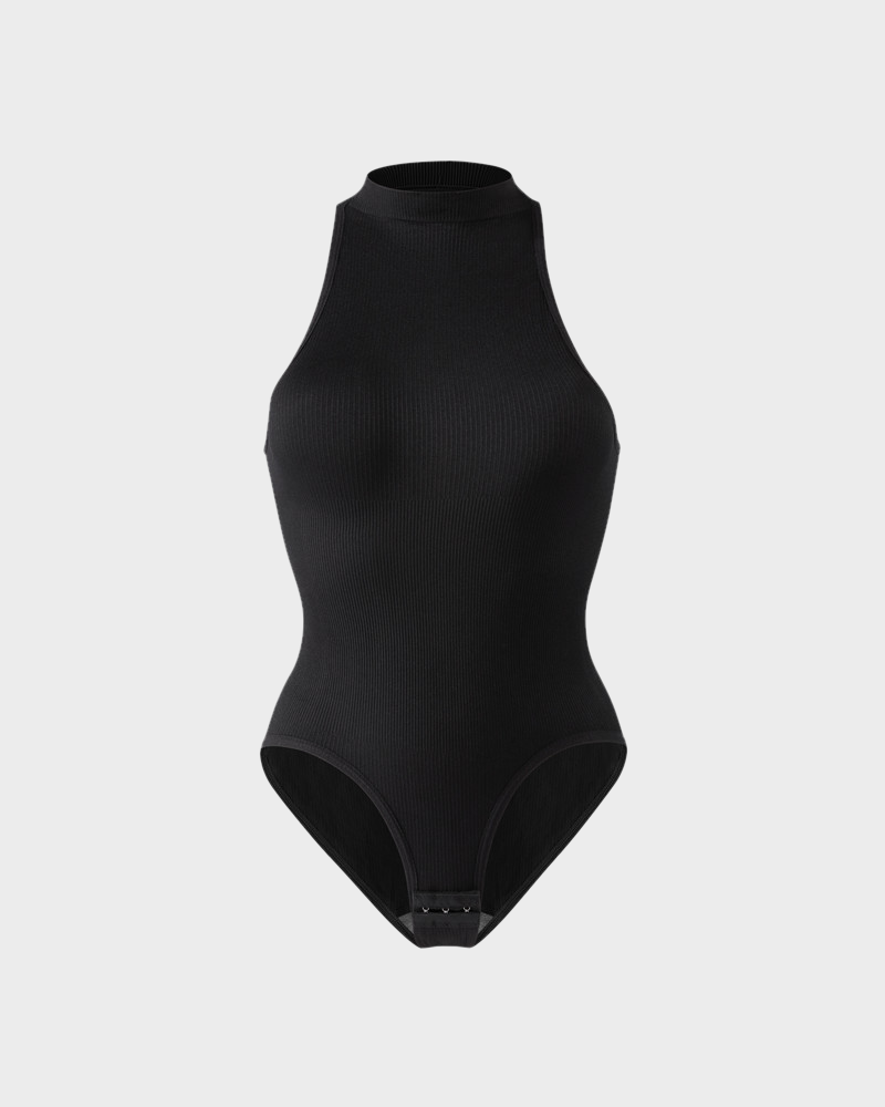 Ladies Turtleneck Sleeveless Outgoing Thong Tight Body Shaper Jumpsuit