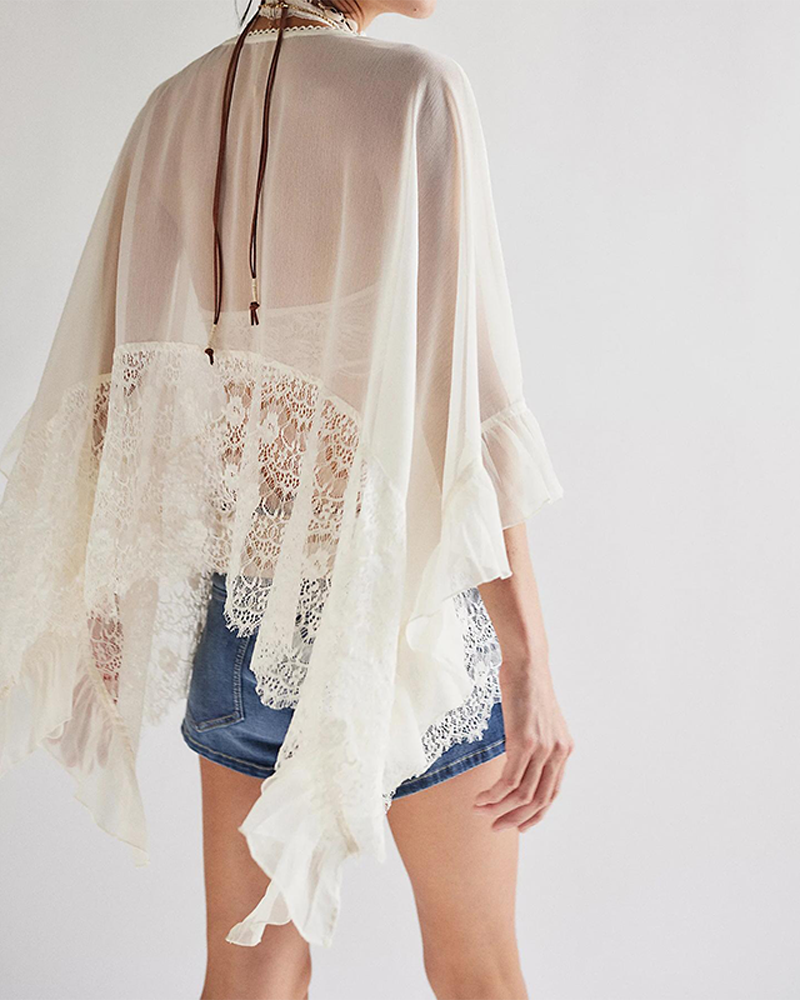 Women's V Neck Poncho Top Batwing Sleeve Solid Color Loose Fit Blouse