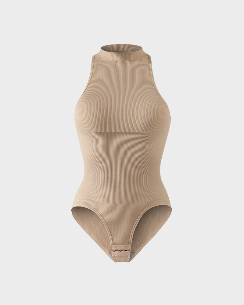 Ladies Turtleneck Sleeveless Outgoing Thong Tight Body Shaper Jumpsuit