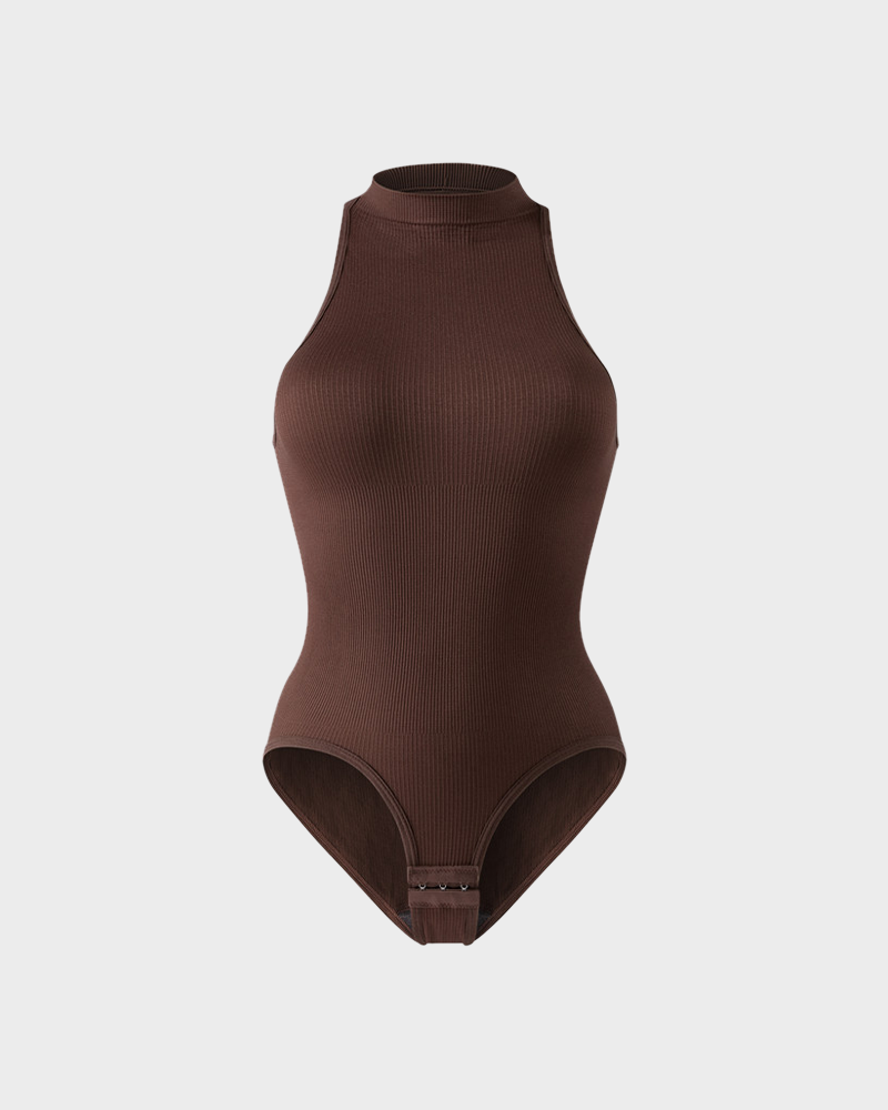 Ladies Turtleneck Sleeveless Outgoing Thong Tight Body Shaper Jumpsuit