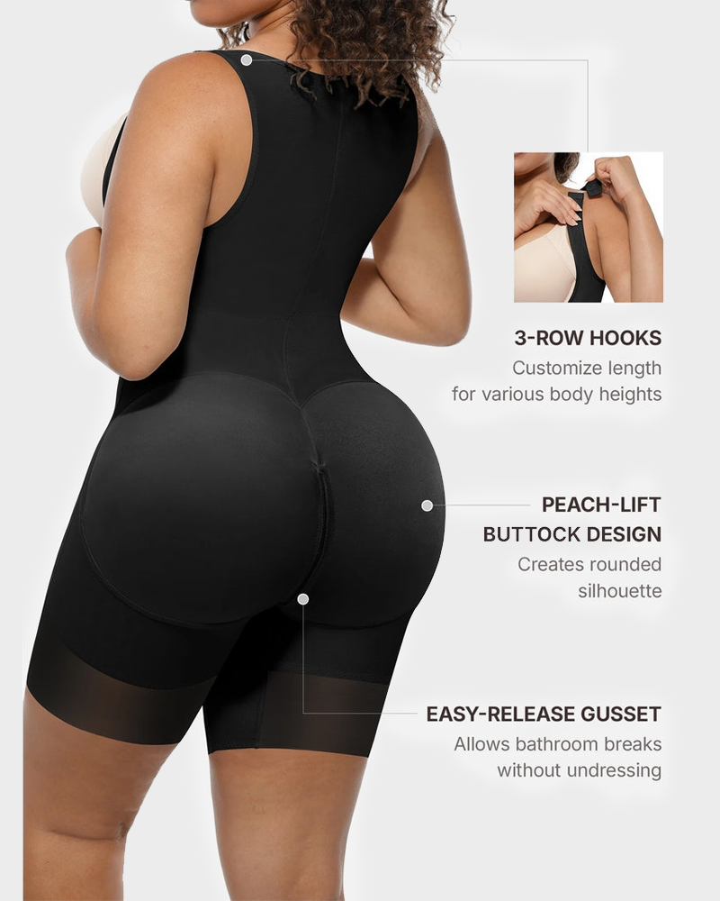 Colombian Postpartum Faja Butt Lifter Bodysuit with Zipper Crotch Smooth Compression Shapewear