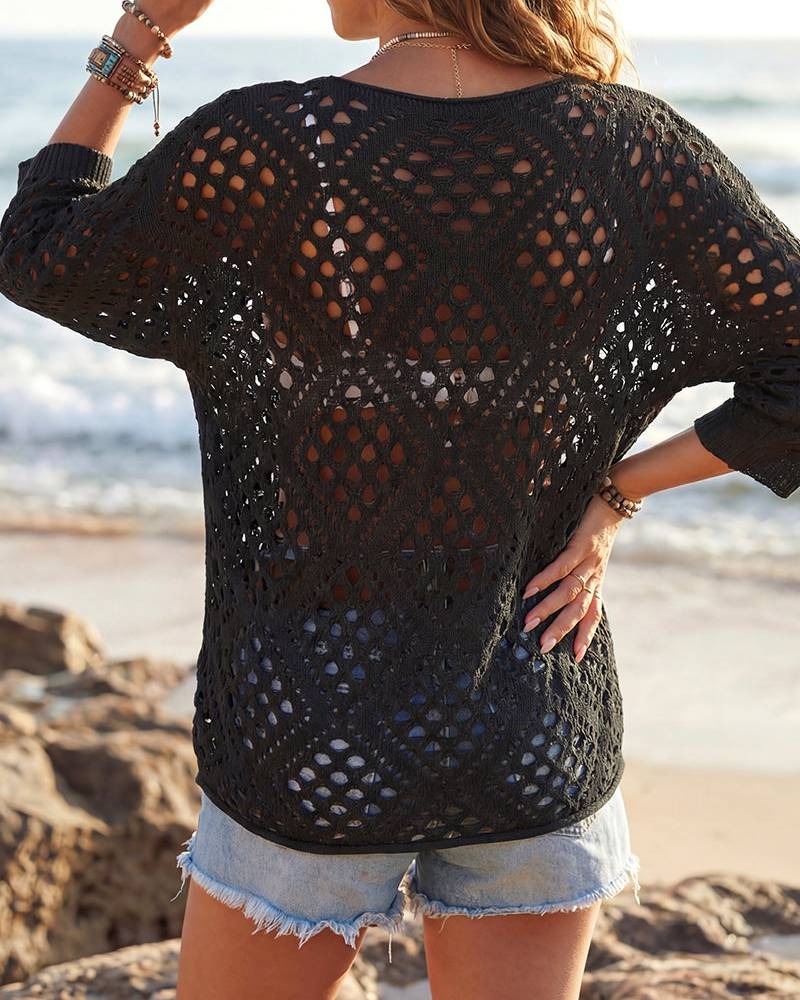 Bohemian V-Neck Crochet Top for Women