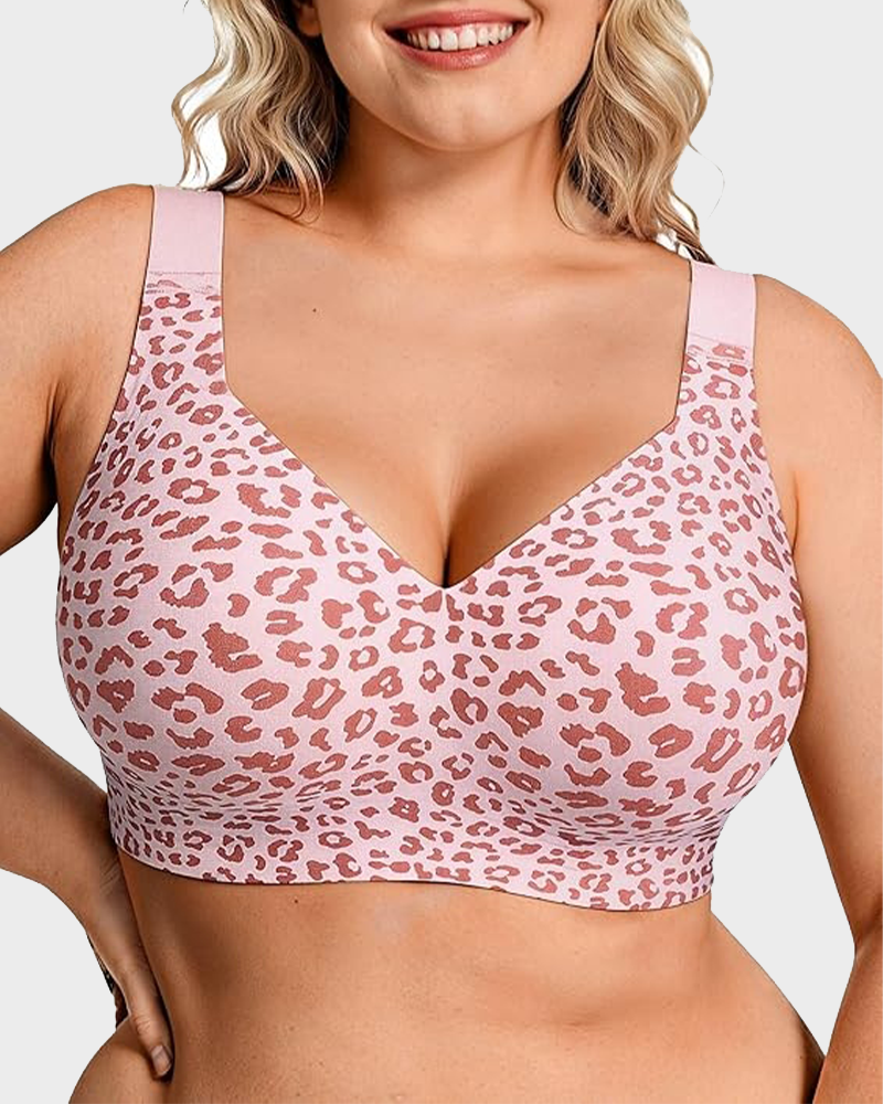 Leopard Jelly Wirefree Bra Full Coverage Padded No Underwire Everyday Bra