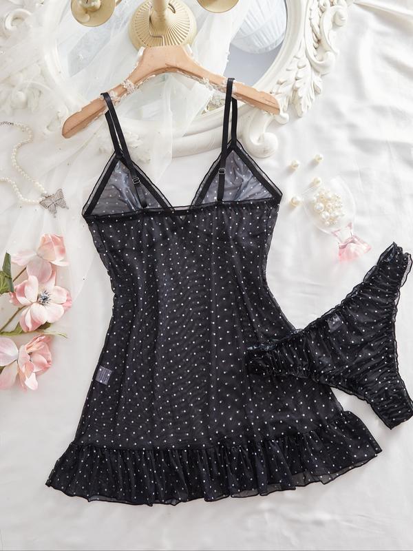 Women's Elegant Polka Dot Pajama Set