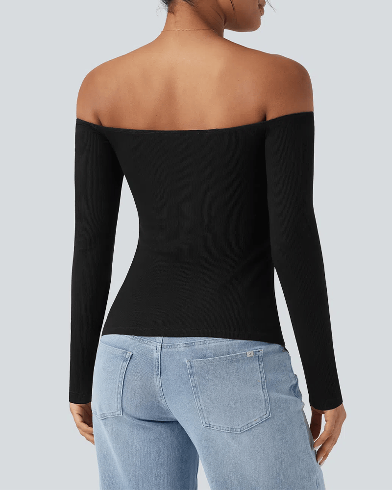 Built-in Bra Ribbed Knit Top