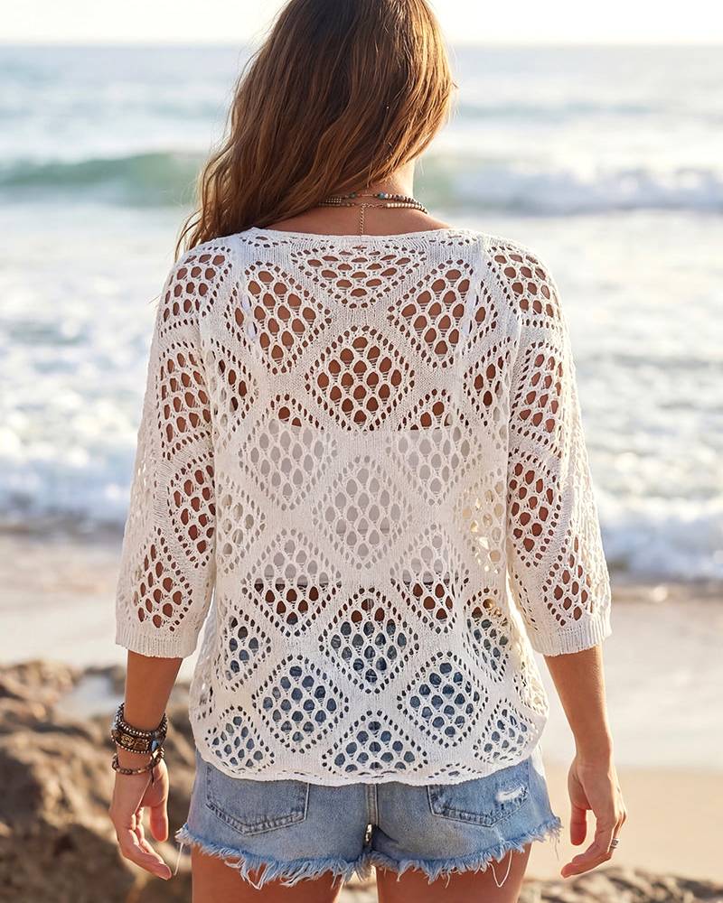 Bohemian V-Neck Crochet Top for Women