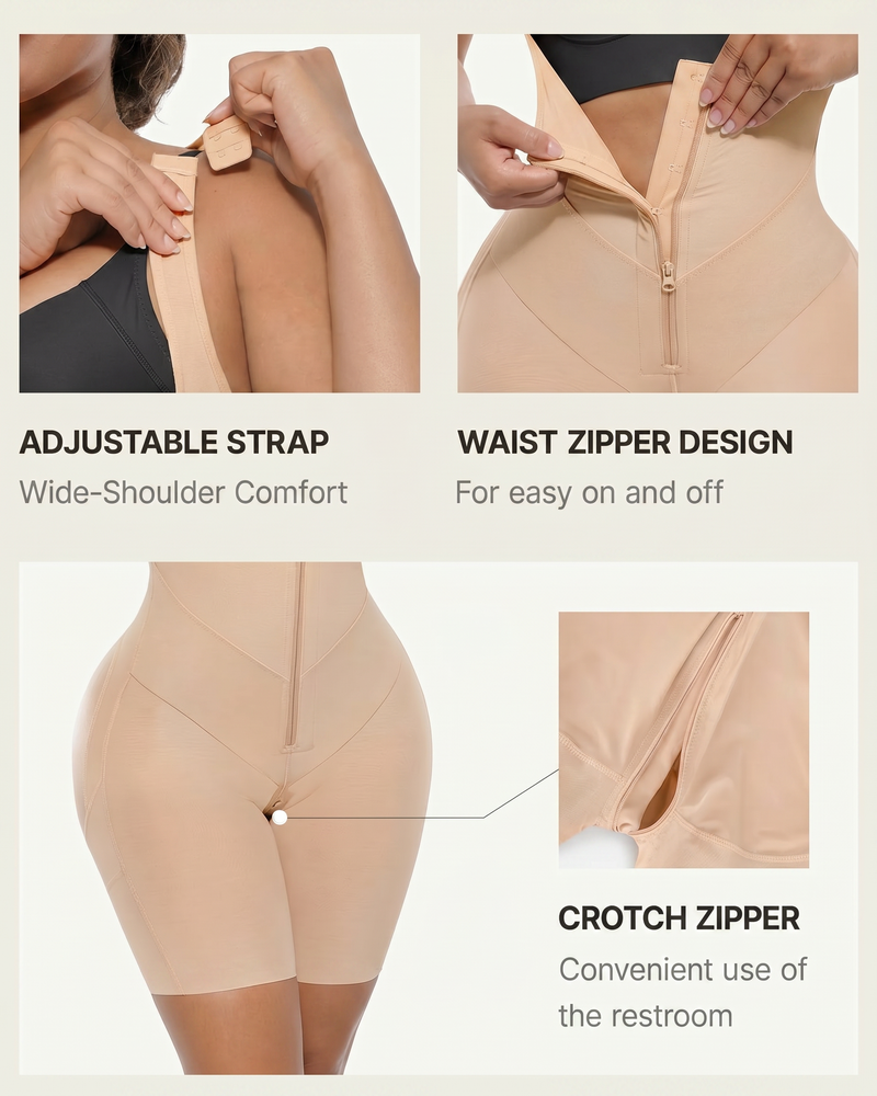 Colombian Postpartum Faja Butt Lifter Bodysuit with Zipper Crotch Smooth Compression Shapewear