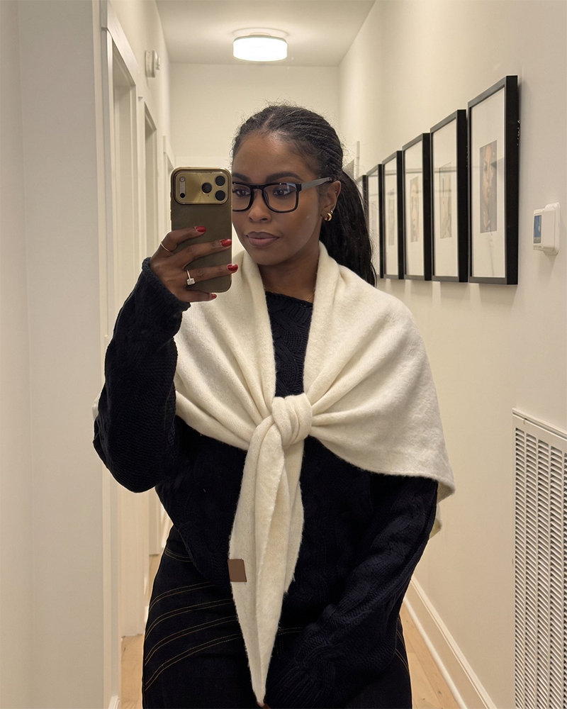 Soft Knitted Wrap Shawl Thick Warm Knotted Detail Cover-Up