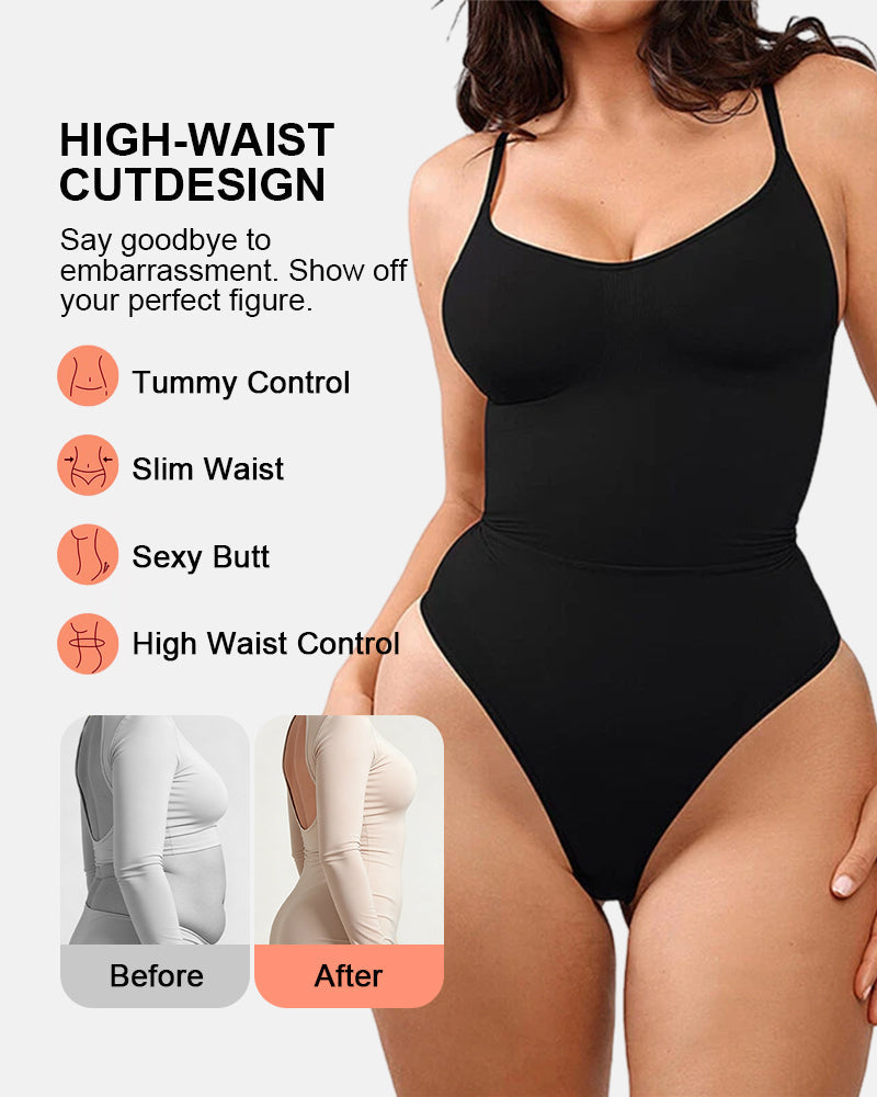 Seamless Thong V Neck Breathable Sculpting Bodysuit