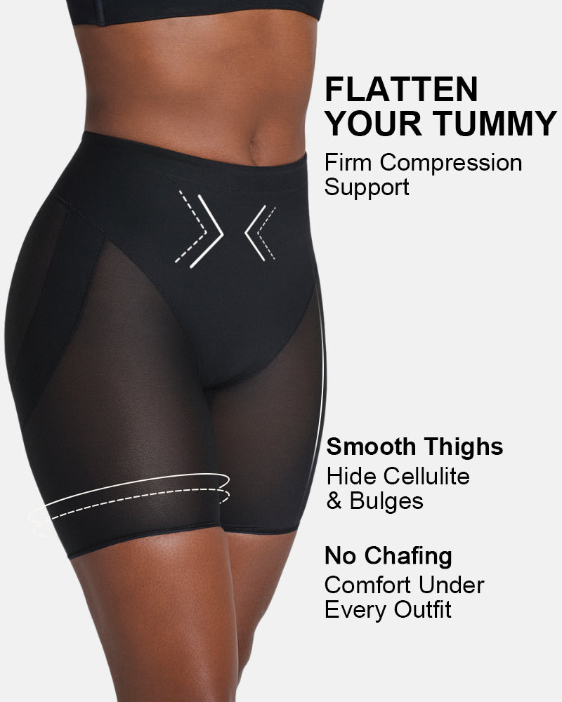 Firm Compression Butt Lifter Shorts Ruched Center Seam Shapewear