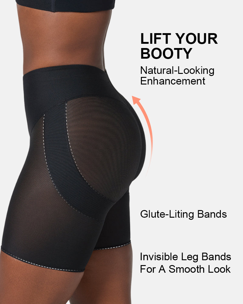 Firm Compression Butt Lifter Shorts Ruched Center Seam Shapewear