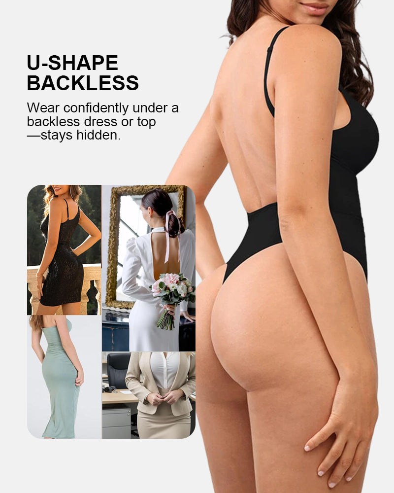 Seamless Thong V Neck Breathable Sculpting Bodysuit