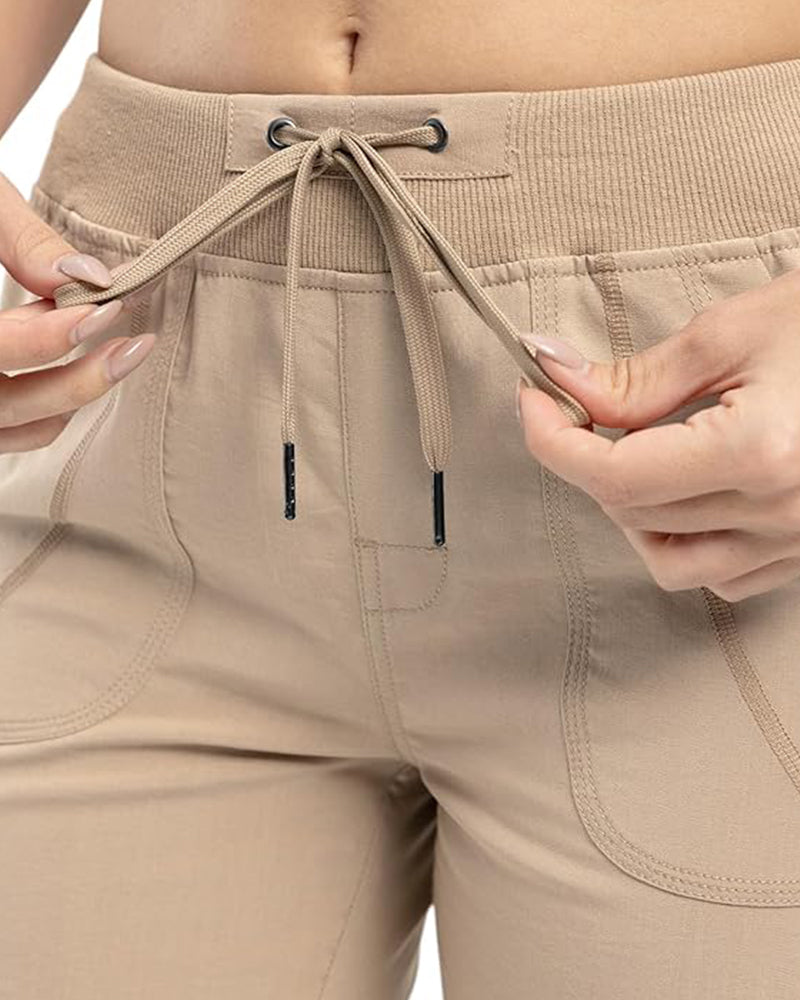 Lightweight 6 Pocket Quick Dry Cargo Capri Pants Loose Hiking Outdoor Bottoms