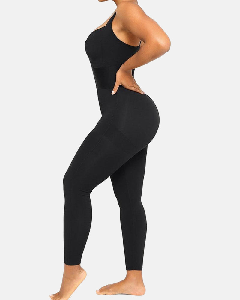 Zipper Shaping Jumpsuit Tummy Control Waist Band One Piece Yoga Bodysuit Activewear