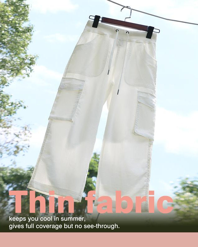 Lightweight 6 Pocket Quick Dry Cargo Capri Pants Loose Hiking Outdoor Bottoms