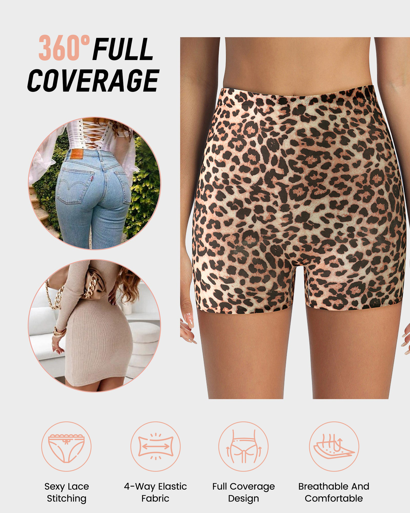 Leopard Print Seamless Boyshorts Mid-Waist Panties Set (10 Pack)