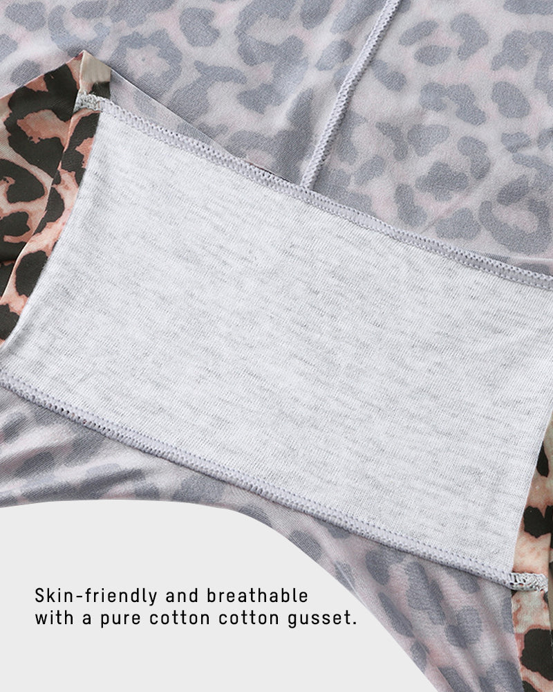 Leopard Print Seamless Boyshorts Mid-Waist Panties Set (10 Pack)