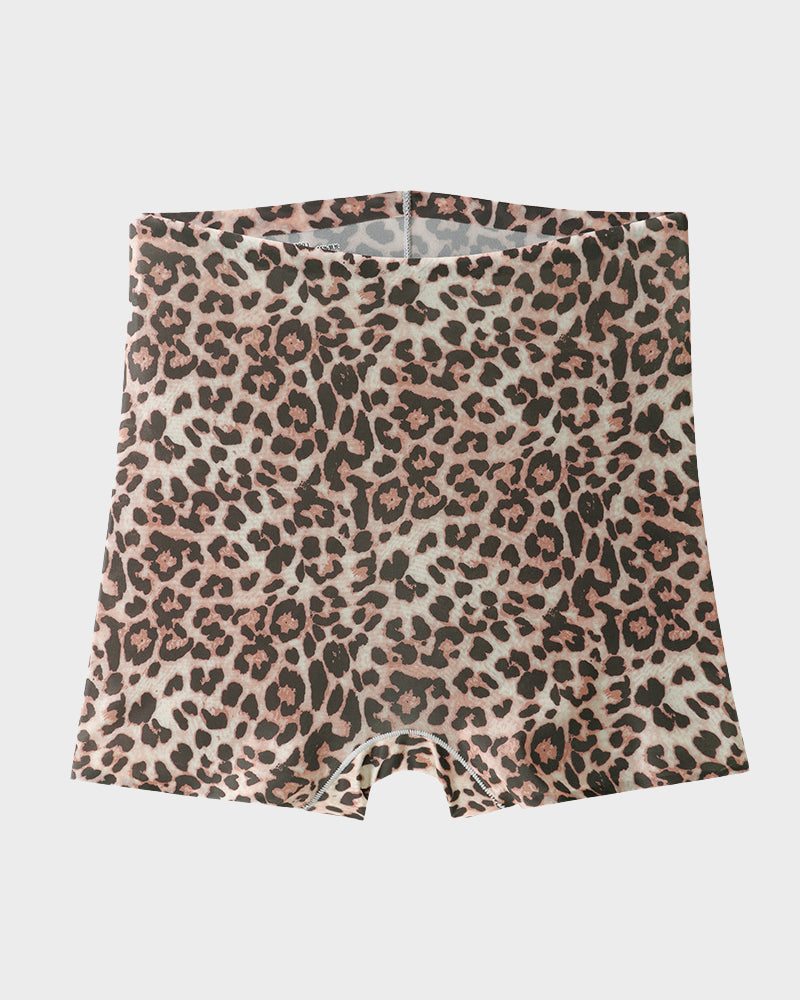 Leopard Print Seamless Boyshorts Mid-Waist Panties Set (10 Pack)