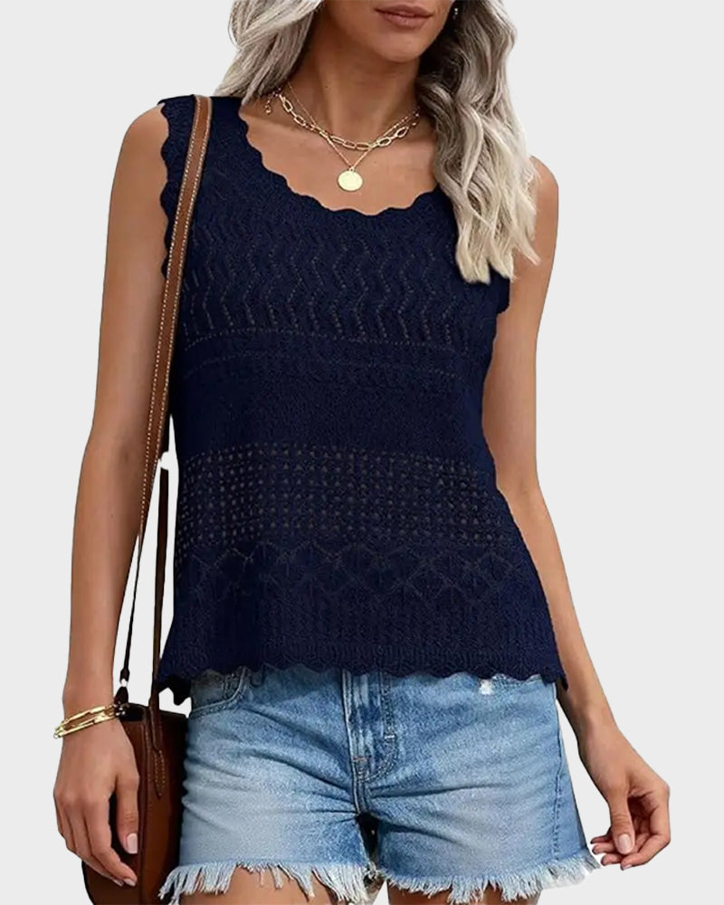 Women's Crochet Tank Top Sleeveless Knit Sweater Vest
