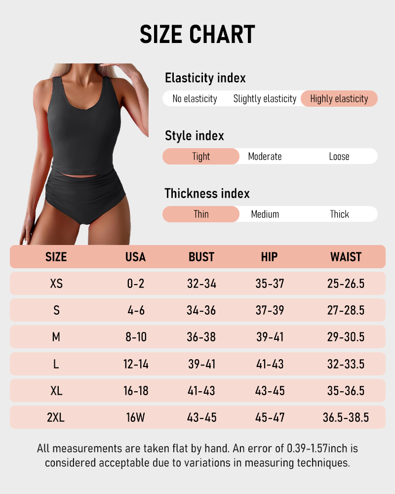 Two Piece U Back High Waisted Tummy Control Tankini Set