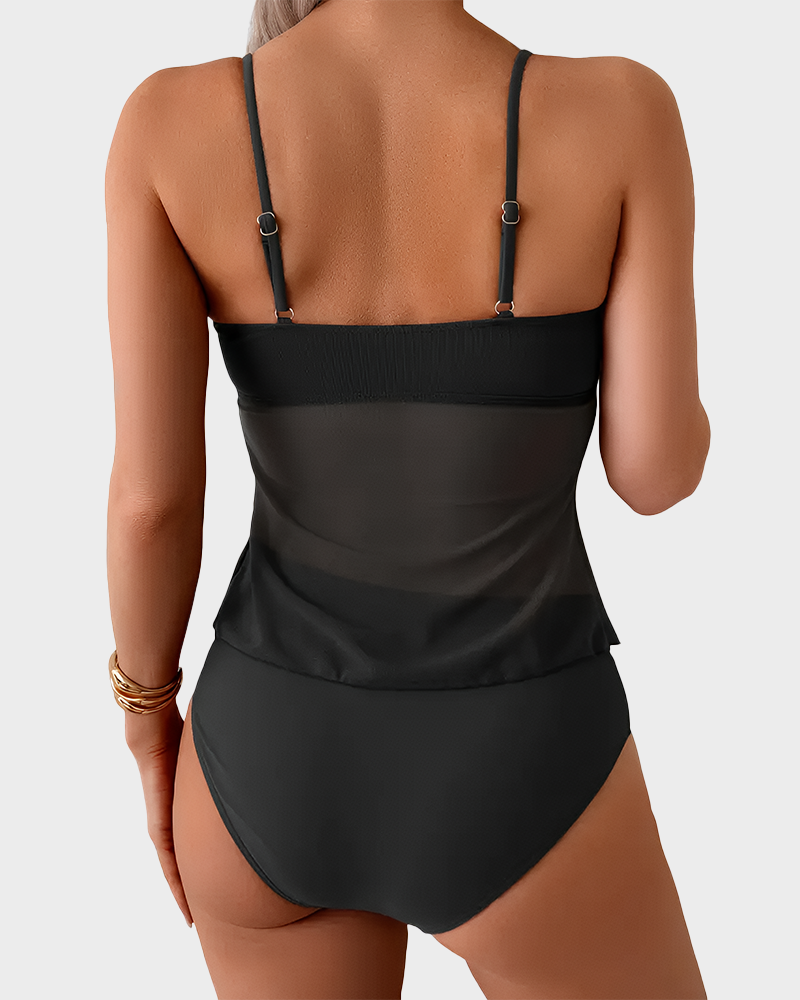 Tummy Control Flowy Mesh 2-Piece Bathing Suit