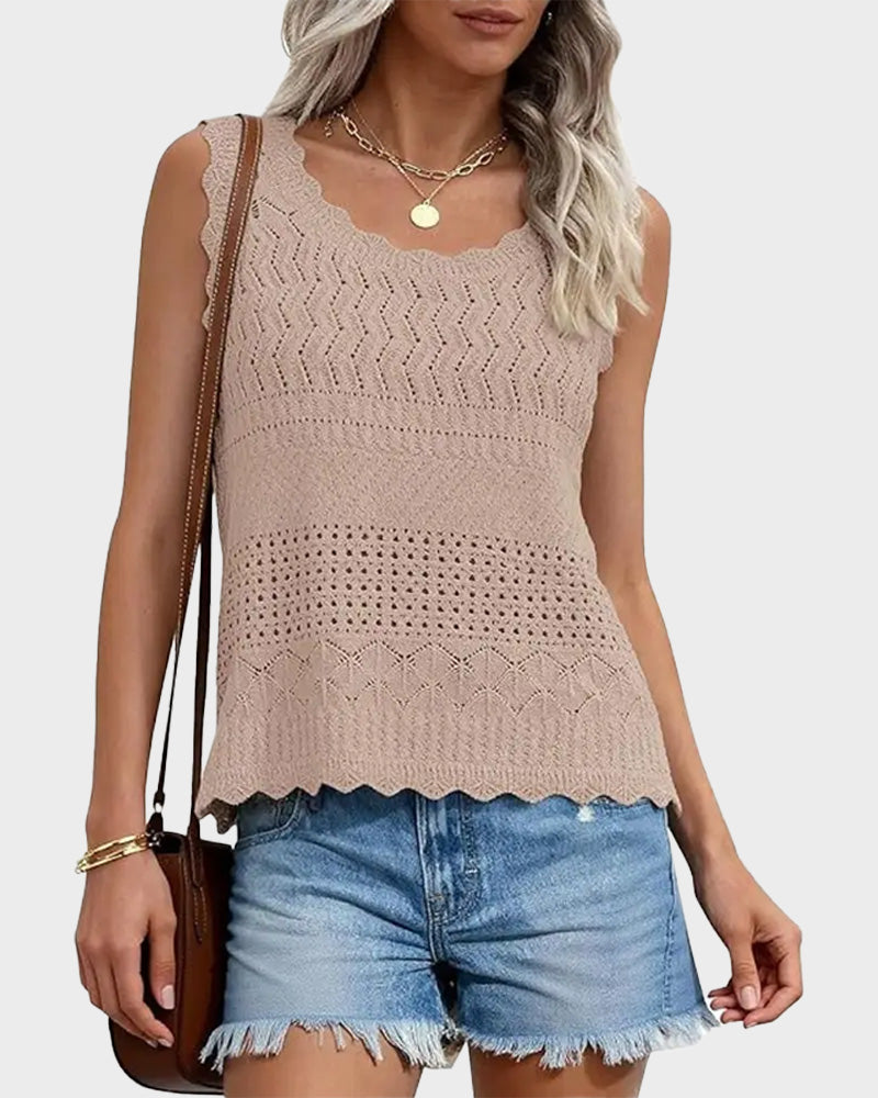 Women's Crochet Tank Top Sleeveless Knit Sweater Vest