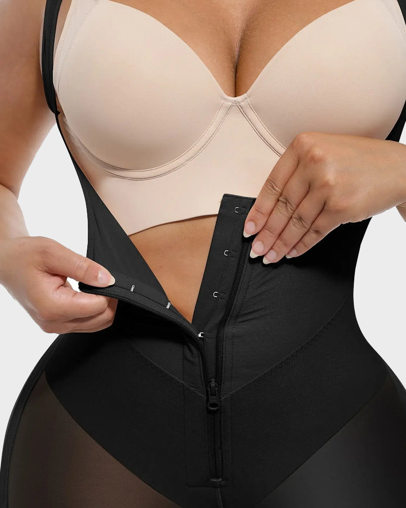 Colombian Postpartum Faja Butt Lifter Bodysuit with Zipper Crotch Smooth Compression Shapewear