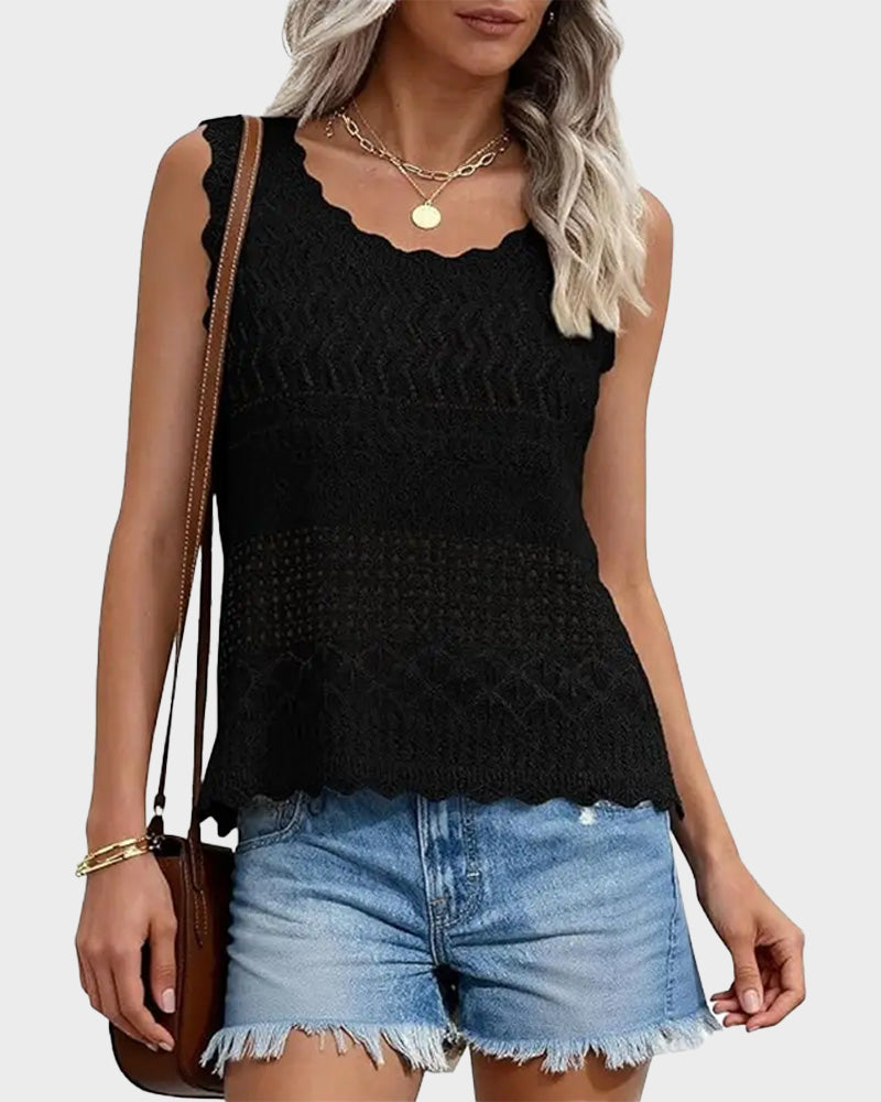Women's Crochet Tank Top Sleeveless Knit Sweater Vest