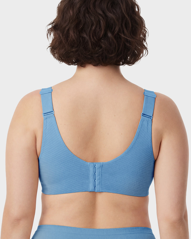 Women's Solid Ribbed Push Up Soft Breathable Wireless Bra