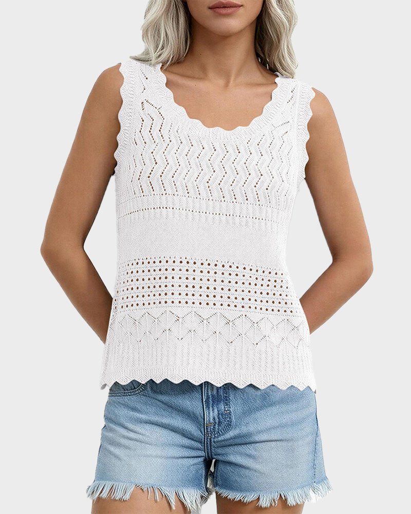 Women's Crochet Tank Top Sleeveless Knit Sweater Vest
