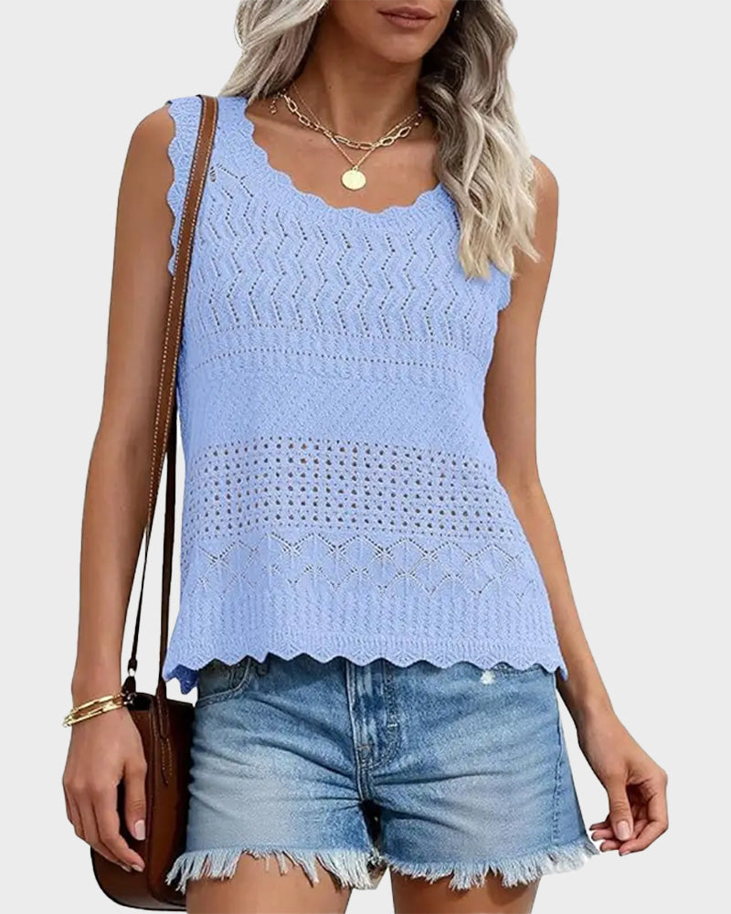 Women's Crochet Tank Top Sleeveless Knit Sweater Vest