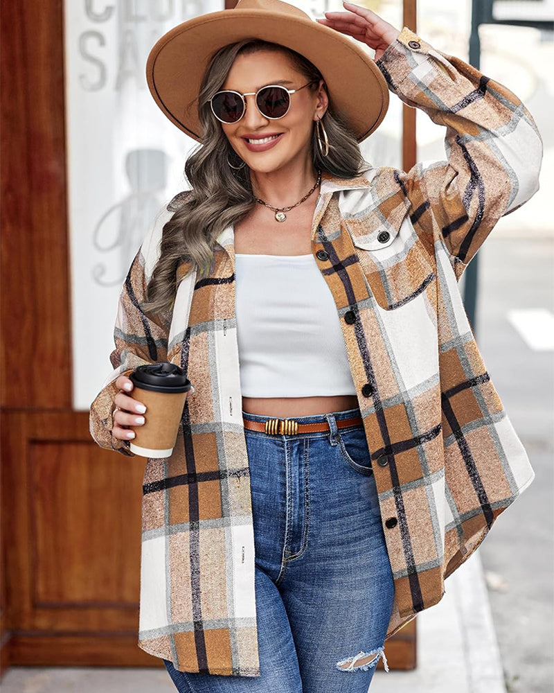 Plus Size Oversized Shacket in Cozy Flannel