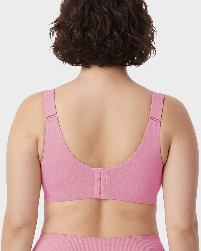 Women's Solid Ribbed Push Up Soft Breathable Wireless Bra
